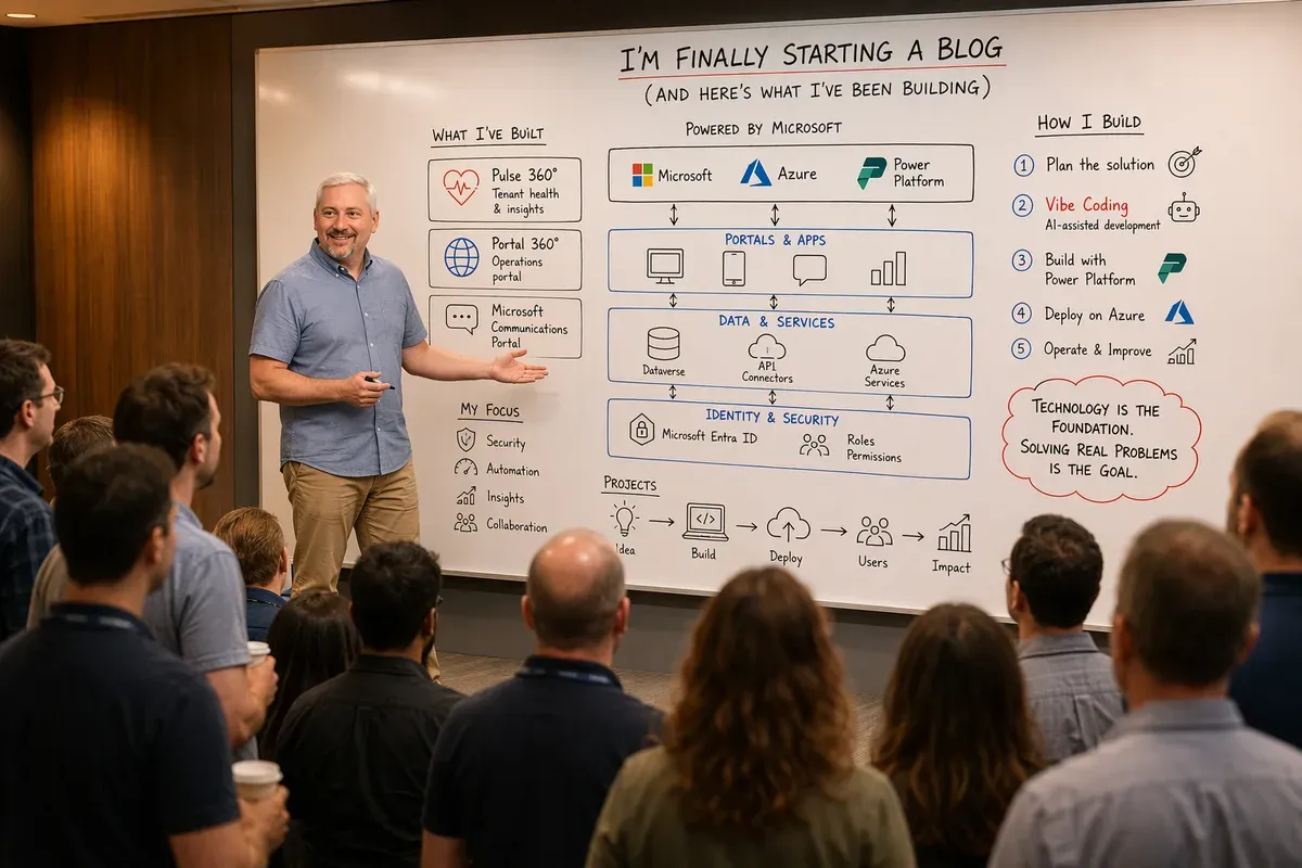 Cinematic enterprise hero image representing Microsoft — an AI innovation lab bathed in soft volumetric light.